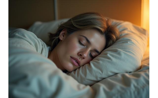 Person sleeping peacefully in a comfortable bed, indicating restful sleep
